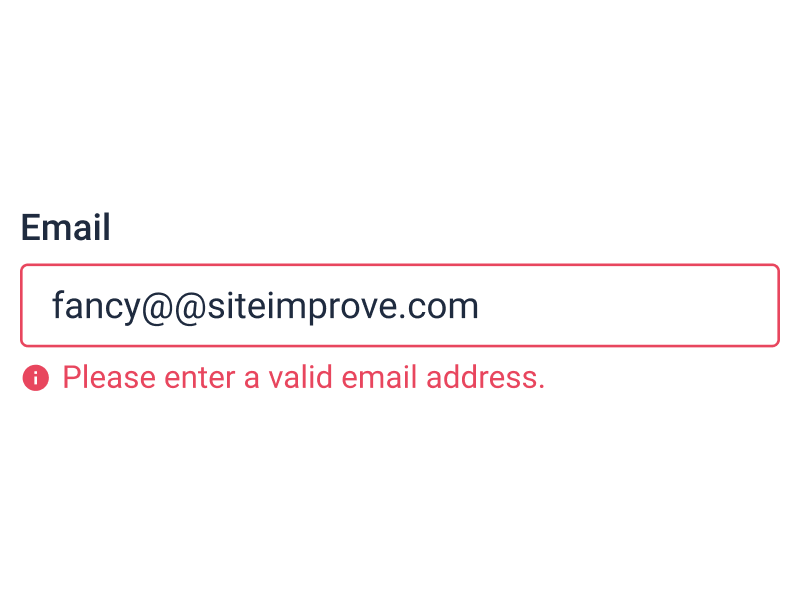 Input field in an invalid state indicated through use of color, a descriptive label and an accompanying icon. The error message is easy to understand.