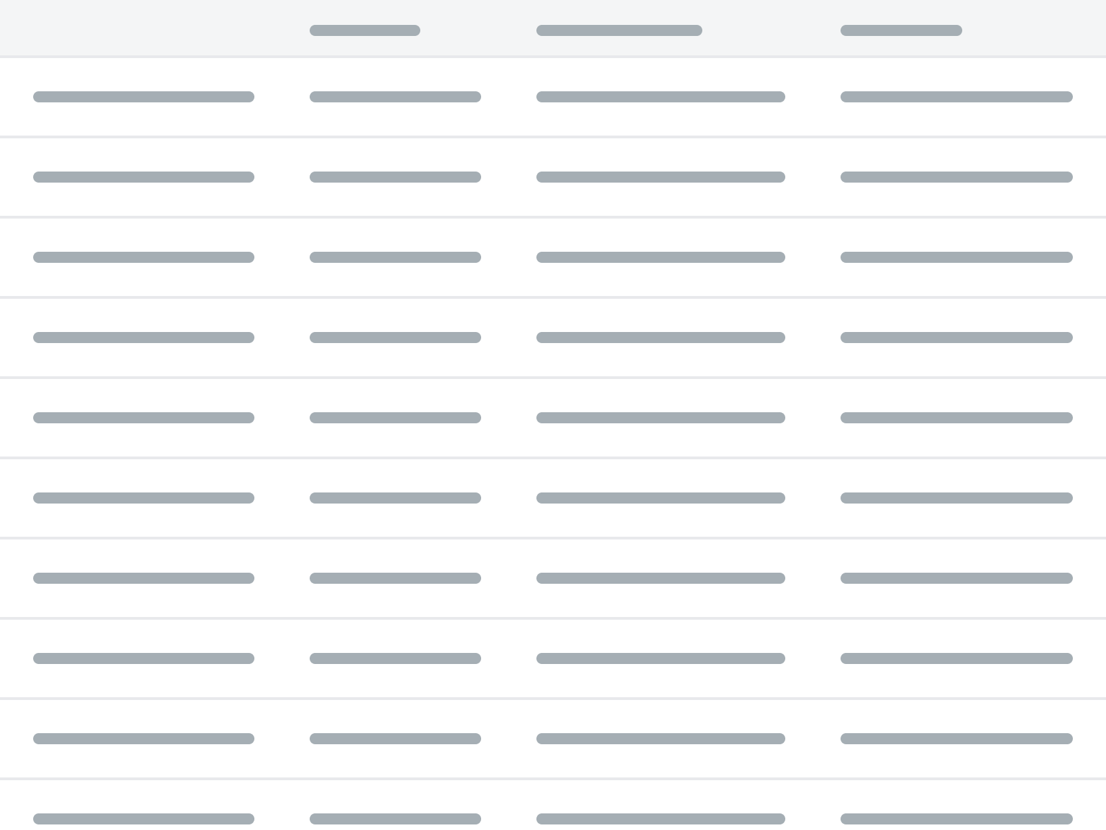 A table that's missing a visible label in a column header.