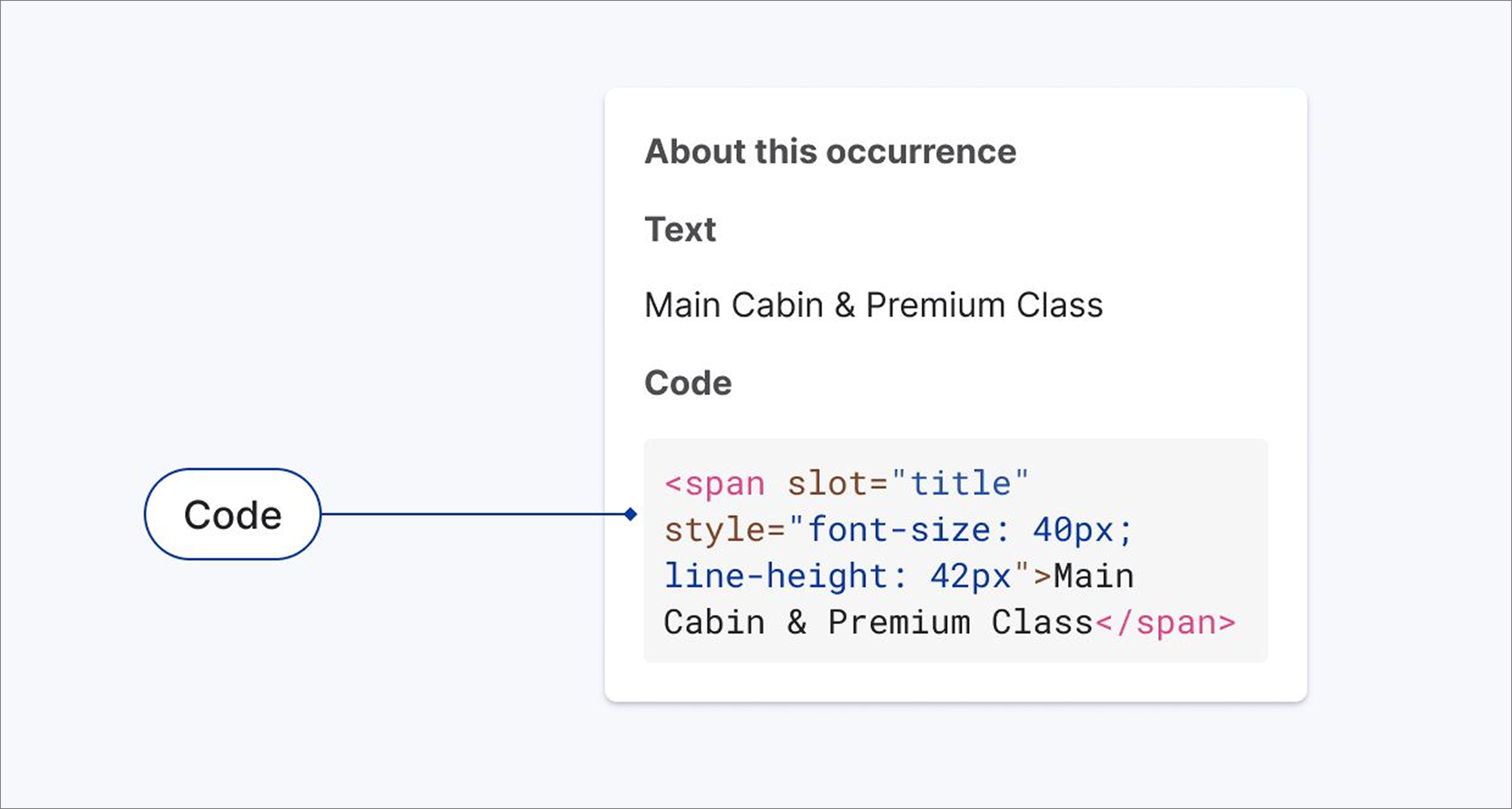 The image demonstrates the use of code font styles in Page Report