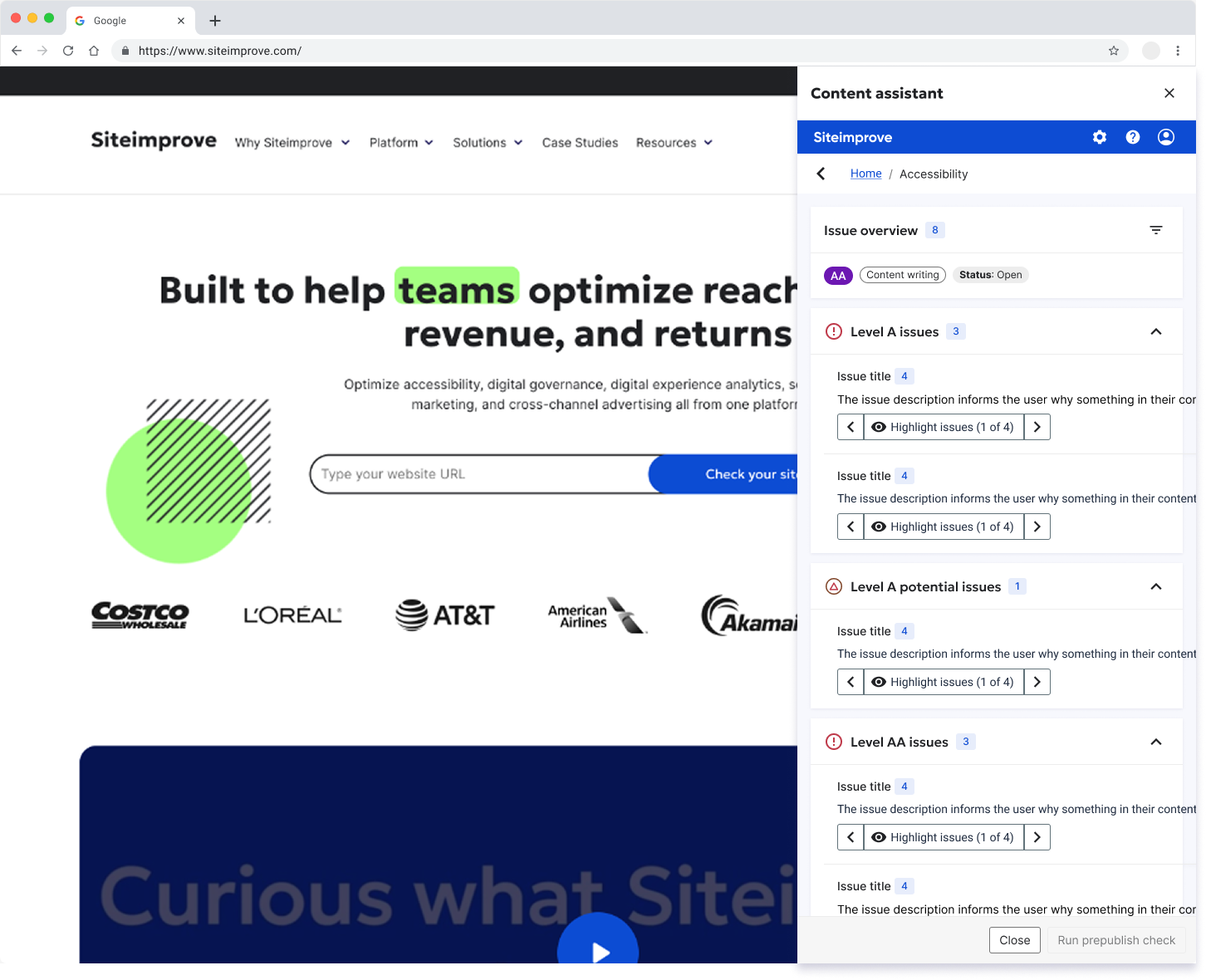 Mockup of Content Assistant browser extension