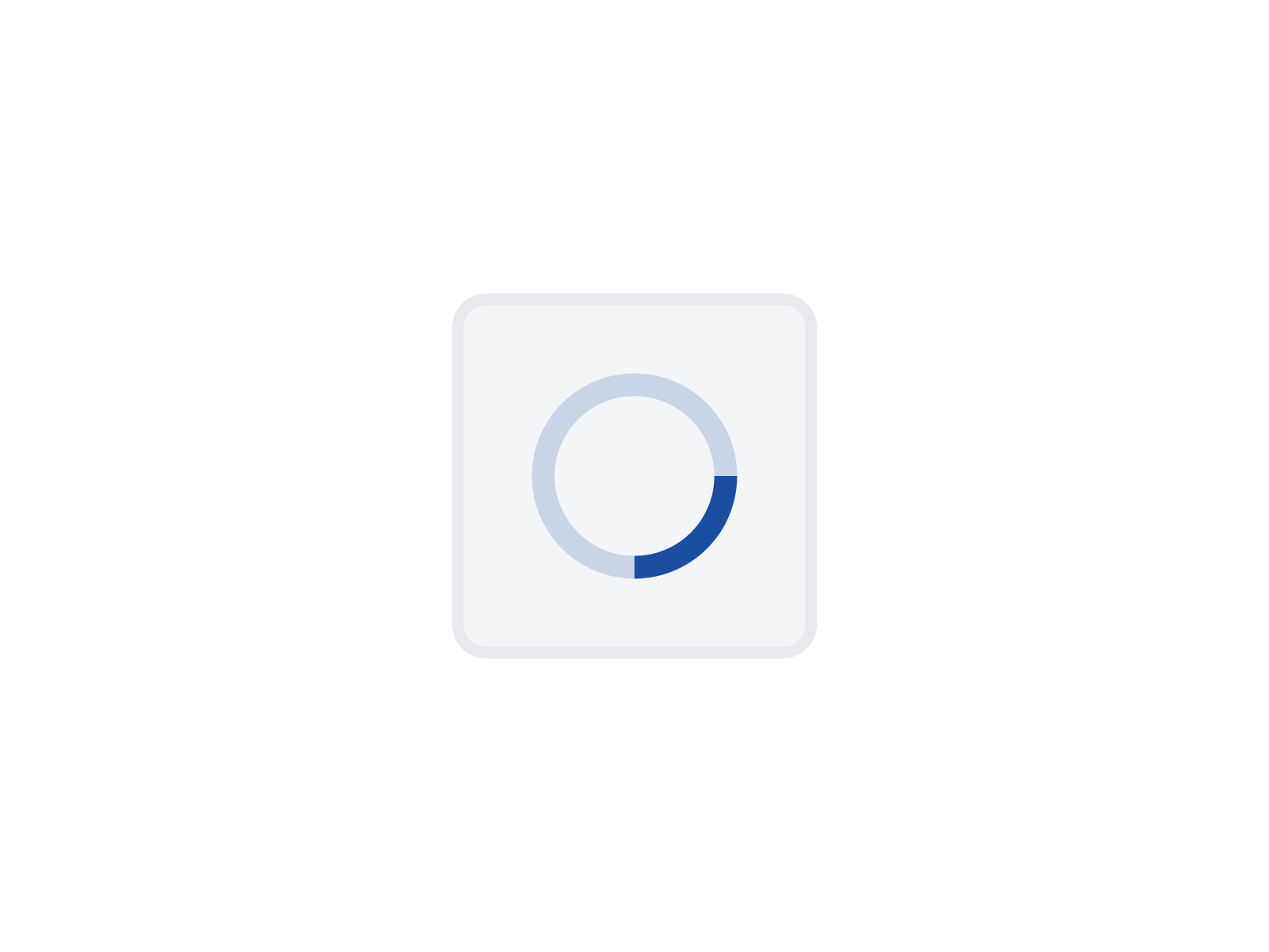 A button in a loading state with a static loading spinner in the shape of a circle.